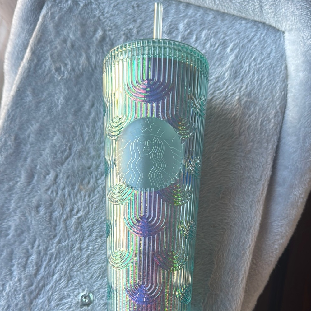 Starbucks Iridescent Green/Blue Tumbler with Straw Brand New never opened